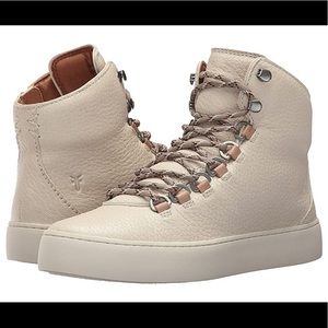 FRYE Lena Hiker Zip Up Ankle Height Sneaker Boot in Off White